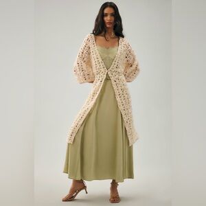 Anthropologie Textured Cutout duster cream one size